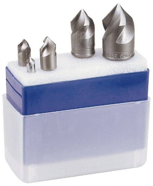 M.A. Ford - 5 Piece, 1/4 to 1" Head Diam, 60° Included Angle, Single End Countersink Set - Americas Industrial Supply