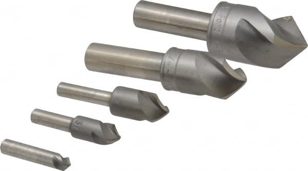 M.A. Ford - 5 Piece, 1/4 to 1" Head Diam, 90° Included Angle, Single End Countersink Set - Americas Industrial Supply