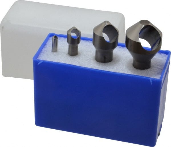 M.A. Ford - 4 Piece, 3/16 to 1-1/8" Head Diam, 90° Included Angle, Single End Countersink Set - Americas Industrial Supply