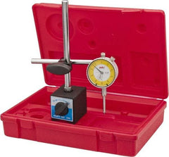 Value Collection - 0.001" Graduation, 0-100 Dial Reading, Dial Indicator & Base Kit - 55mm Base Length x 50mm Base Width x 63mm Base Height, 2-9/32" Dial Diam - Americas Industrial Supply