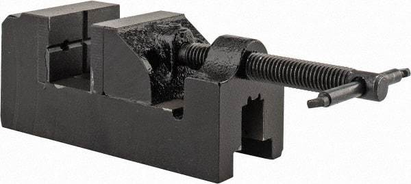 Interstate - 1-1/2" Jaw Opening Capacity x 7/8" Throat Depth, Horizontal Drill Press Vise - 1-1/2" Wide x 1" High Jaw, Stationary Base, Standard Speed, 5" OAL x 1-3/4" Overall Height, Cast Iron - Americas Industrial Supply