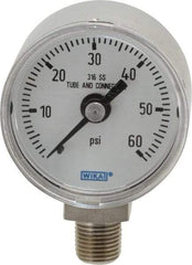 Wika - 1-1/2" Dial, 1/8 Thread, 0-60 Scale Range, Pressure Gauge - Lower Connection Mount, Accurate to 2.5% of Scale - Americas Industrial Supply