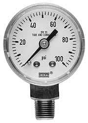 Wika - 2" Dial, 1/4 Thread, 0-30 Scale Range, Pressure Gauge - Center Back Connection Mount, Accurate to 2.5% of Scale - Americas Industrial Supply