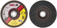Camel Grinding Wheels - 40 Grit, 7" Disc Diam, 7/8" Center Hole, Type 27 Zirconia Alumina Flap Disc - 8,600 Max RPM, Poly Cotton Backing, Arbor Attaching System, Coated - Americas Industrial Supply