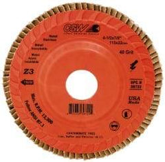 Camel Grinding Wheels - 40 Grit, 5" Disc Diam, 7/8" Center Hole, Type 27 Ceramic Flap Disc - 12,200 Max RPM, Polyester Backing, Arbor Attaching System, Coated - Americas Industrial Supply