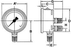 Wika - 4" Dial, 1/4 Thread, 0-400 Scale Range, Pressure Gauge - Lower Back Connection Mount, Accurate to 1% of Scale - Americas Industrial Supply