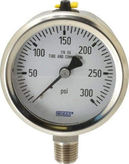 Wika - 2-1/2" Dial, 1/4 Thread, 0-300 Scale Range, Pressure Gauge - Lower Connection Mount, Accurate to 1.5% of Scale - Americas Industrial Supply