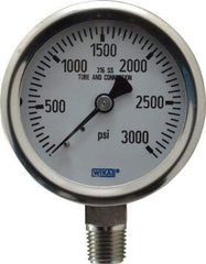 Wika - 2-1/2" Dial, 1/4 Thread, 0-3,000 Scale Range, Pressure Gauge - Lower Connection Mount, Accurate to 1.5% of Scale - Americas Industrial Supply