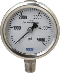 Wika - 2-1/2" Dial, 1/4 Thread, 0-5,000 Scale Range, Pressure Gauge - Lower Connection Mount, Accurate to 1.5% of Scale - Americas Industrial Supply
