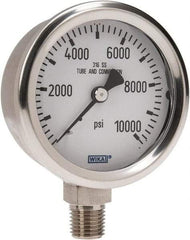 Wika - 2-1/2" Dial, 1/4 Thread, 0-10,000 Scale Range, Pressure Gauge - Lower Connection Mount, Accurate to 1.5% of Scale - Americas Industrial Supply