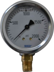 Wika - 2-1/2" Dial, 1/4 Thread, 0-2,000 Scale Range, Pressure Gauge - Lower Connection Mount, Accurate to 1.5% of Scale - Americas Industrial Supply