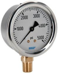 Wika - 2-1/2" Dial, 1/4 Thread, 0-5,000 Scale Range, Pressure Gauge - Lower Connection Mount, Accurate to 1.5% of Scale - Americas Industrial Supply
