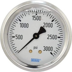 Wika - 2-1/2" Dial, 1/4 Thread, 0-3,000 Scale Range, Pressure Gauge - Center Back Connection Mount, Accurate to 1.5% of Scale - Americas Industrial Supply