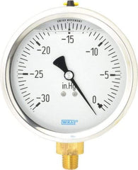 Wika - 4" Dial, 1/4 Thread, 30-0 Scale Range, Pressure Gauge - Lower Connection Mount, Accurate to 1% of Scale - Americas Industrial Supply