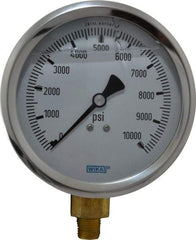 Wika - 4" Dial, 1/4 Thread, 0-10,000 Scale Range, Pressure Gauge - Lower Connection Mount, Accurate to 1% of Scale - Americas Industrial Supply