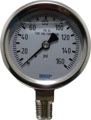 Wika - 2-1/2" Dial, 1/4 Thread, 0-160 Scale Range, Pressure Gauge - Lower Connection Mount, Accurate to 1.5% of Scale - Americas Industrial Supply