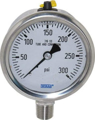 Wika - 2-1/2" Dial, 1/4 Thread, 0-300 Scale Range, Pressure Gauge - Lower Connection Mount, Accurate to 1.5% of Scale - Americas Industrial Supply