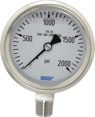 Wika - 2-1/2" Dial, 1/4 Thread, 0-2,000 Scale Range, Pressure Gauge - Lower Connection Mount, Accurate to 1.5% of Scale - Americas Industrial Supply