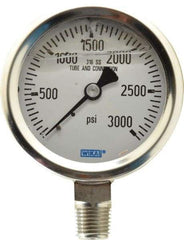 Wika - 2-1/2" Dial, 1/4 Thread, 0-3,000 Scale Range, Pressure Gauge - Lower Connection Mount, Accurate to 1.5% of Scale - Americas Industrial Supply