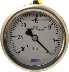 Wika - 2-1/2" Dial, 1/4 Thread, 30-0 Scale Range, Pressure Gauge - Center Back Connection Mount, Accurate to 1.5% of Scale - Americas Industrial Supply