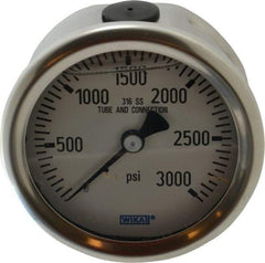 Wika - 2-1/2" Dial, 1/4 Thread, 0-3,000 Scale Range, Pressure Gauge - Center Back Connection Mount, Accurate to 1.5% of Scale - Americas Industrial Supply