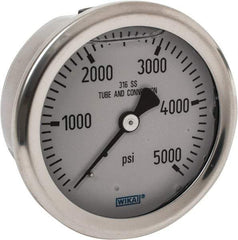 Wika - 2-1/2" Dial, 1/4 Thread, 0-5,000 Scale Range, Pressure Gauge - Center Back Connection Mount, Accurate to 1.5% of Scale - Americas Industrial Supply