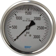 Wika - 4" Dial, 1/2 Thread, 0-3,000 Scale Range, Pressure Gauge - Lower Back Connection Mount, Accurate to 1% of Scale - Americas Industrial Supply