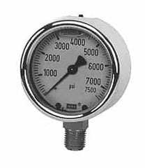 Wika - 4" Dial, 1/4 Thread, 0-600 Scale Range, Pressure Gauge - Lower Back Connection Mount, Accurate to 1% of Scale - Americas Industrial Supply