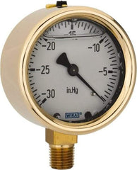 Wika - 2-1/2" Dial, 1/4 Thread, 30-0 Scale Range, Pressure Gauge - Lower Connection Mount, Accurate to 1.5% of Scale - Americas Industrial Supply