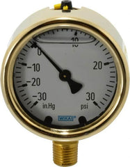 Wika - 2-1/2" Dial, 1/4 Thread, 30-0-30 Scale Range, Pressure Gauge - Lower Connection Mount, Accurate to 1.5% of Scale - Americas Industrial Supply