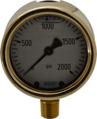 Wika - 2-1/2" Dial, 1/4 Thread, 0-2,000 Scale Range, Pressure Gauge - Lower Connection Mount, Accurate to 1.5% of Scale - Americas Industrial Supply