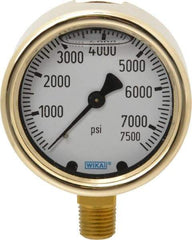 Wika - 2-1/2" Dial, 1/4 Thread, 0-7,500 Scale Range, Pressure Gauge - Lower Connection Mount, Accurate to 1.5% of Scale - Americas Industrial Supply