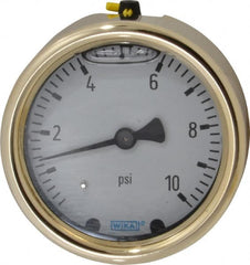 Wika - 2-1/2" Dial, 1/4 Thread, 0-10 Scale Range, Pressure Gauge - Back Connection Mount, Accurate to 1.5% of Scale - Americas Industrial Supply