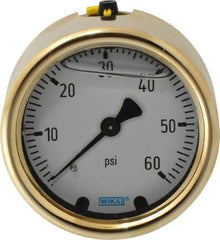 Wika - 2-1/2" Dial, 1/4 Thread, 0-60 Scale Range, Pressure Gauge - Back Connection Mount, Accurate to 1.5% of Scale - Americas Industrial Supply
