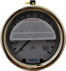 Wika - 2-1/2" Dial, 1/4 Thread, 0-160 Scale Range, Pressure Gauge - Back Connection Mount, Accurate to 1.5% of Scale - Americas Industrial Supply