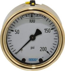 Wika - 2-1/2" Dial, 1/4 Thread, 0-200 Scale Range, Pressure Gauge - Back Connection Mount, Accurate to 1.5% of Scale - Americas Industrial Supply