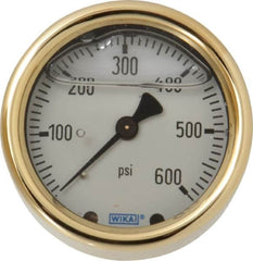 Wika - 2-1/2" Dial, 1/4 Thread, 0-600 Scale Range, Pressure Gauge - Back Connection Mount, Accurate to 1.5% of Scale - Americas Industrial Supply