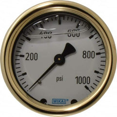 Wika - 2-1/2" Dial, 1/4 Thread, 0-1,000 Scale Range, Pressure Gauge - Back Connection Mount, Accurate to 1.5% of Scale - Americas Industrial Supply