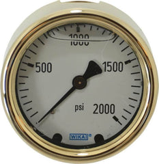 Wika - 2-1/2" Dial, 1/4 Thread, 0-2,000 Scale Range, Pressure Gauge - Back Connection Mount, Accurate to 1.5% of Scale - Americas Industrial Supply