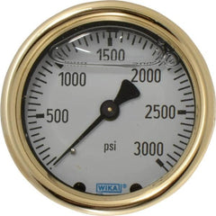 Wika - 2-1/2" Dial, 1/4 Thread, 0-3,000 Scale Range, Pressure Gauge - Back Connection Mount, Accurate to 1.5% of Scale - Americas Industrial Supply