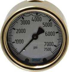 Wika - 2-1/2" Dial, 1/4 Thread, 0-7,500 Scale Range, Pressure Gauge - Back Connection Mount, Accurate to 1.5% of Scale - Americas Industrial Supply