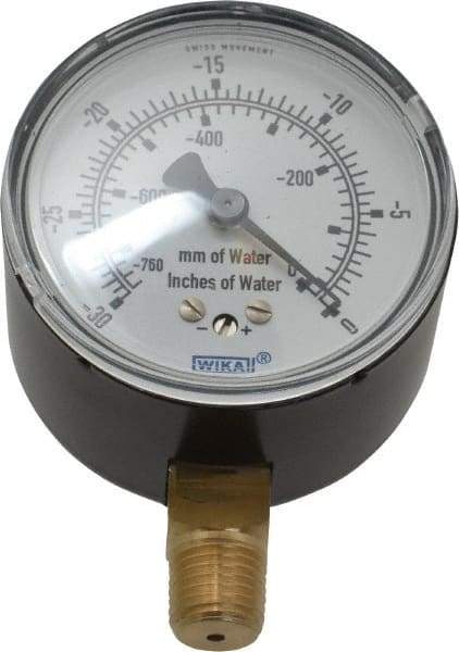 Wika - 2-1/2" Dial, 1/4 Thread, 0-30/0-760 Scale Range, Pressure Gauge - Lower Connection Mount, Accurate to 1.5% of Scale - Americas Industrial Supply