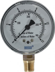 Wika - 2-1/2" Dial, 1/4 Thread, 0-15/0-380 Scale Range, Pressure Gauge - Lower Connection Mount, Accurate to 1.5% of Scale - Americas Industrial Supply