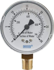 Wika - 2-1/2" Dial, 1/4 Thread, 0-30/0-760 Scale Range, Pressure Gauge - Lower Connection Mount, Accurate to 1.5% of Scale - Americas Industrial Supply