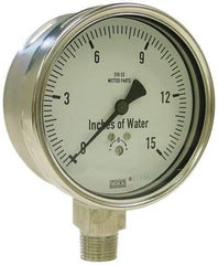 Wika - 4" Dial, 1/4 Thread, 0-200/0-5,000 Scale Range, Pressure Gauge - Lower Connection Mount, Accurate to 1.5% of Scale - Americas Industrial Supply