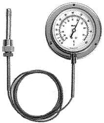 Weiss Instruments - 4-1/2 Inch, 40 to 240°F, Stainless Steel, Vapor Actuated Dial Thermometer - 15 Ft. Cap Length, Wall Mounted, Bottom Connected - Americas Industrial Supply