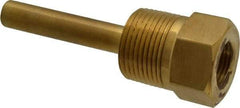 Alloy Engineering - 4 Inch Overall Length, 1 Inch Thread, Brass Standard Thermowell - 2-1/2 Inch Insertion Length - Americas Industrial Supply