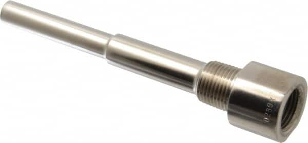 Alloy Engineering - 6 Inch Overall Length, 1/2 Inch Thread, 316 Stainless Steel Standard Thermowell - 4-1/2 Inch Insertion Length - Americas Industrial Supply