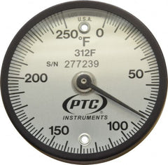 PTC Instruments - 250°F, 2 Inch Dial Diameter, Dual Magnet Mount Thermometer - 2° Division Graduation - Americas Industrial Supply