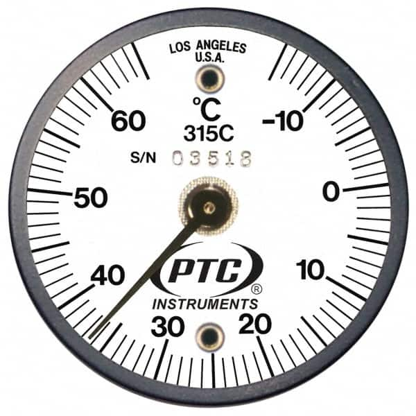 PTC Instruments - -15 to 65°C, 2 Inch Dial Diameter, Dual Magnet Mount Thermometer - 1° Division Graduation - Americas Industrial Supply